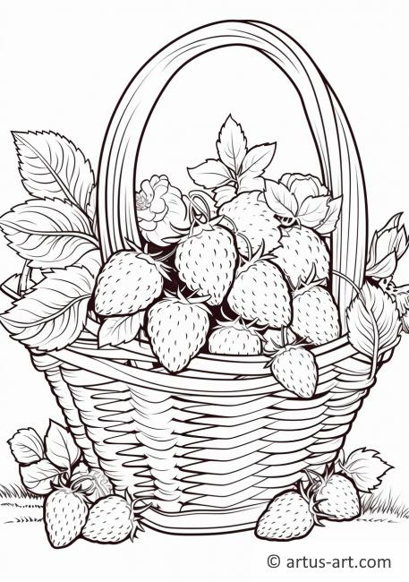 Página para colorear de canasta de fresas